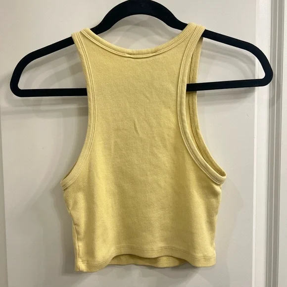 Zara Yellow Ribbed Crop Top | Size Large - Picture 3 of 4